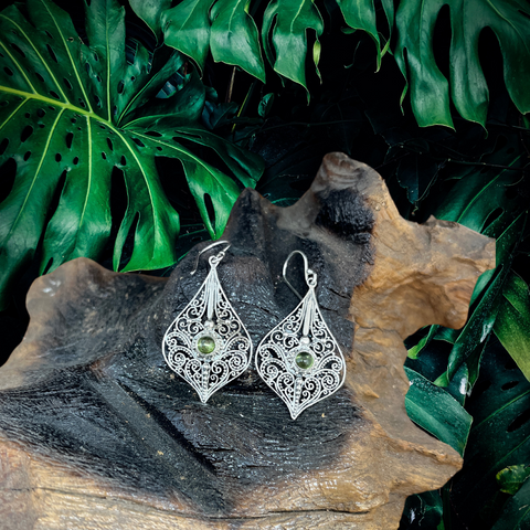 BALI SARI SILVER + PERIDOT EARRINGS