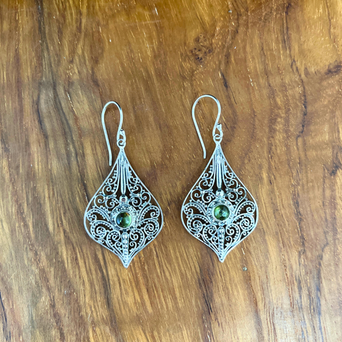 BALI SARI SILVER + PERIDOT EARRINGS