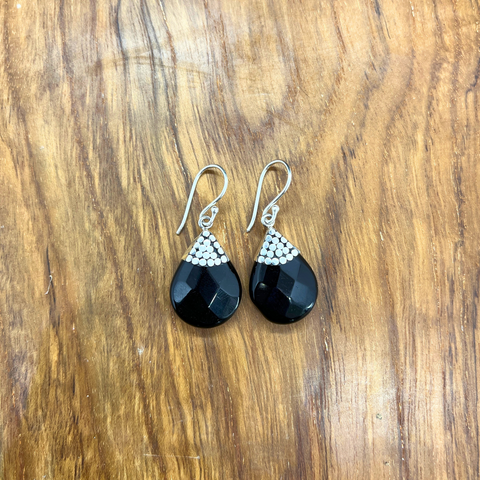 BALI SITA SILVER + ONYX EARRINGS